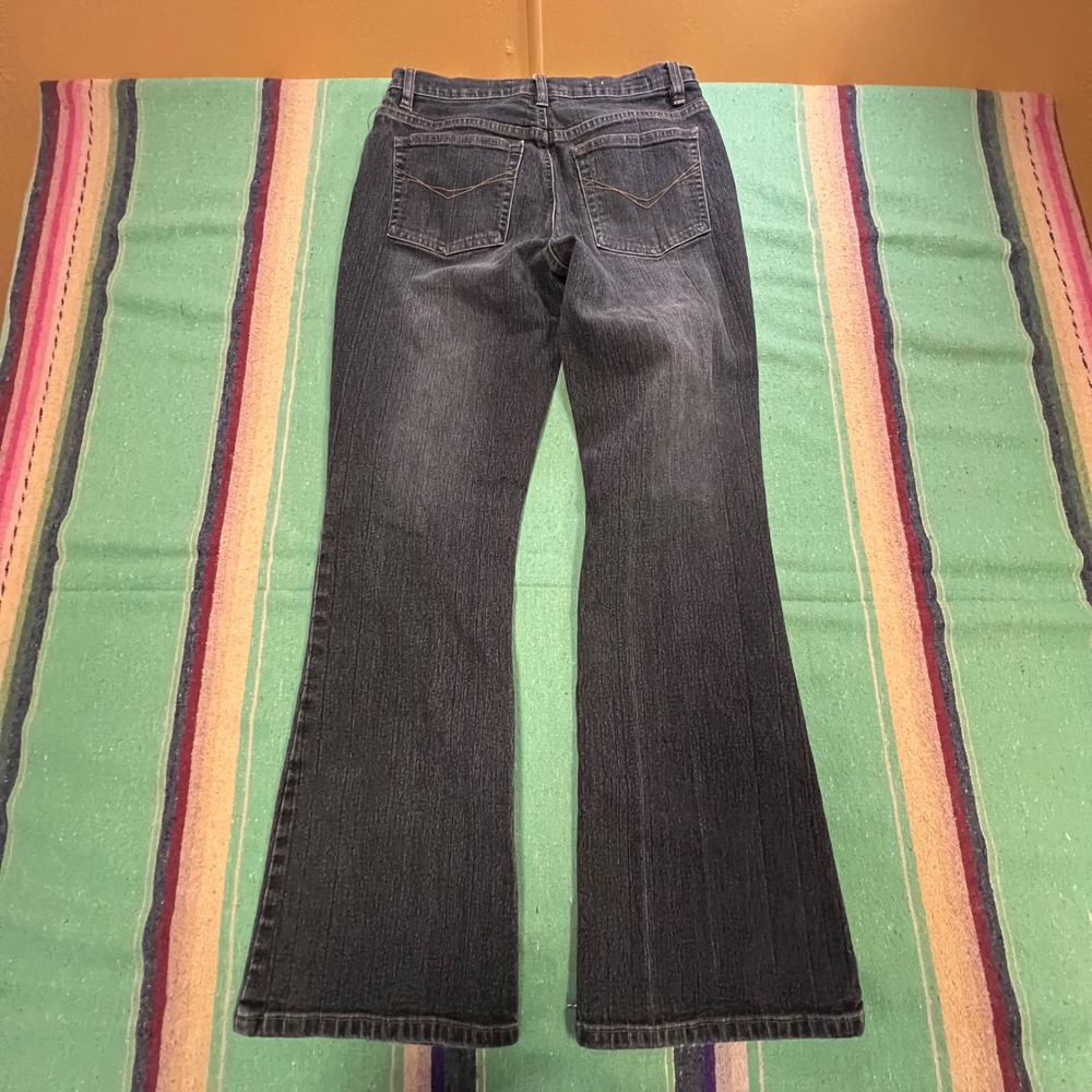 Gloria Vanderbilt Jeans Womens 8 Short Black Flare Mid Rise Stretch Denim Pants